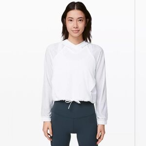 Lululemon Catch a Breeze cropped mesh-sleeve pullover hoodie Gently Used